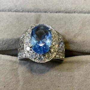 Elegant Sterling Silver and Blue Gemstone Ring